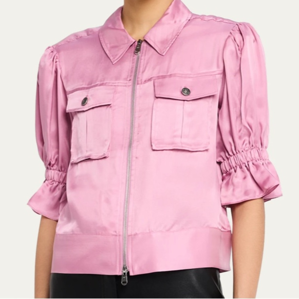 cinq a sept Pink Satin Utility Jacket